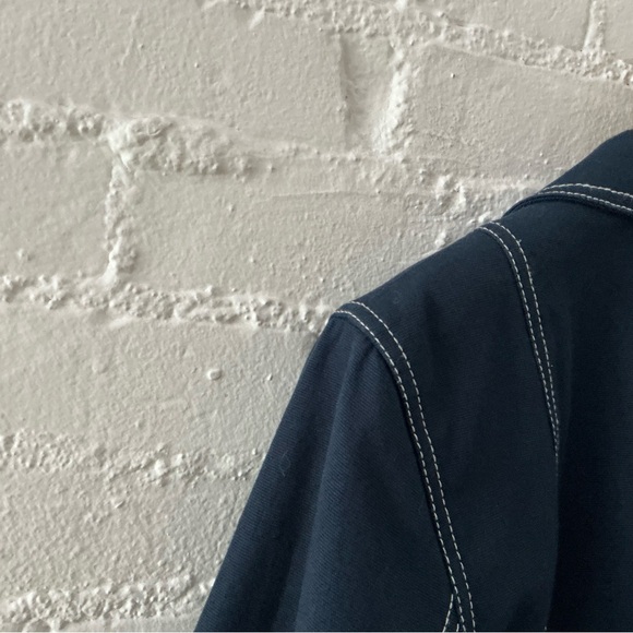 Vintage Womens Navy Blue Cotton Blazer Lined Jacket Nautical Classic Preppy 90s - Picture 10 of 14